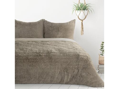 Teplé obliečky na posteľ s jemným, vysokým vlasom - Tiffany béžové, prikrývka 160 x 200 cm + 2 vankúše 70 x 80 cm